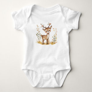 Niedliche Woodland Baby Deer Wasserfarbe Illustrat Strampler