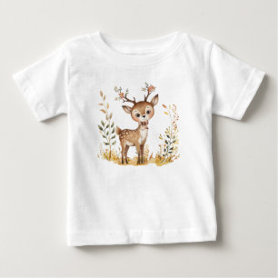 Niedliche Woodland Baby Deer Wasserfarbe Illustrat T-shirt