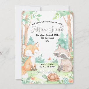 Niedliche Woodland Baby Dusche Thema Einladung