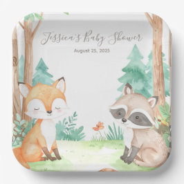 Niedliche Woodland Baby Dusche Thema Einladung Pappteller