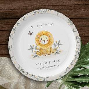 Niedliche Woodland Baby Lion Folies jedes Alter Ge Pappteller