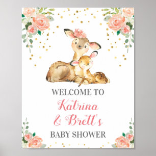 Niedliche Woodland Deer Co-Ed Baby Girl Dusche Wil Poster