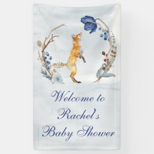 Niedliche Woodland Fox Aquarell Blütendusche Banner