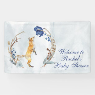 Niedliche Woodland Fox Aquarell Blütendusche Banner