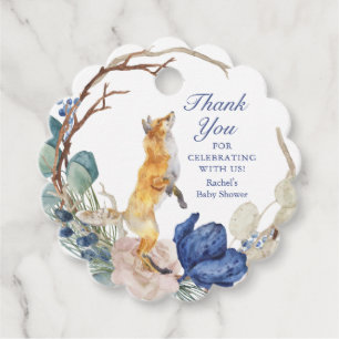 Niedliche Woodland Fox Aquarell Blütendusche Geschenkanhänger
