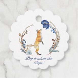 Niedliche Woodland Fox Aquarell Blütendusche Geschenkanhänger