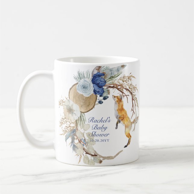 Niedliche Woodland Fox Aquarell Blütendusche Kaffeetasse (Links)