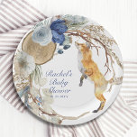 Niedliche Woodland Fox Aquarell Blütendusche Pappteller<br><div class="desc">Niedliche Woodland Fox Watercolor Floral Baby Shower Paper Party Teller bietet einen Fuchs umgeben von Boho Federn und Blume. Personalisieren Sie den Text durch Bearbeiten in den bereitgestellten Textfeldern. Entworfen von ©Evco Studio www.zazzle.com/store/evcostudio</div>