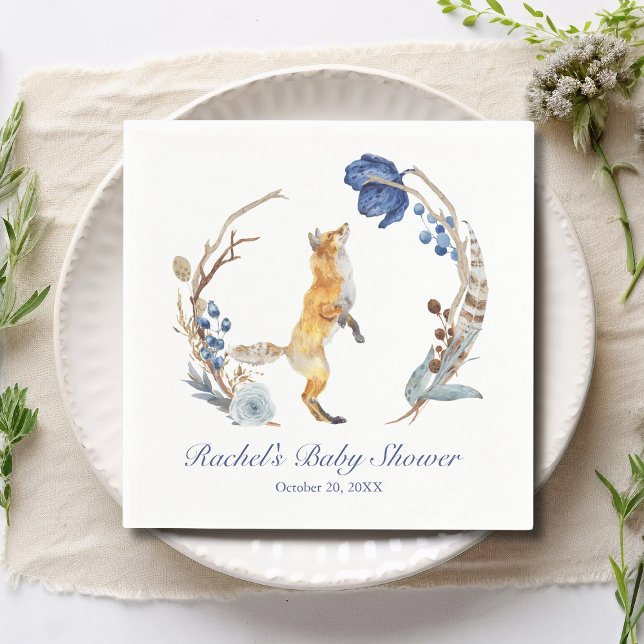 Niedliche Woodland Fox Aquarell Blütendusche Serviette (Von Creator hochgeladen)