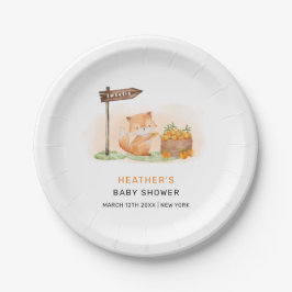 Niedliche Woodland Fox Citrus Orange Farm Baby Dus Pappteller