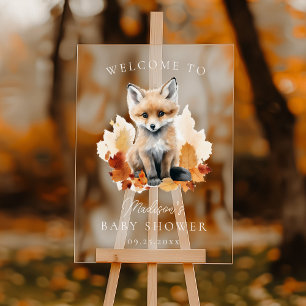 Niedliche Woodland Fox Fall Baby Dusche Willkommen Acrylschild