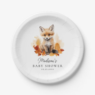 Niedliche Woodland Fox Fall Babydusche Pappteller
