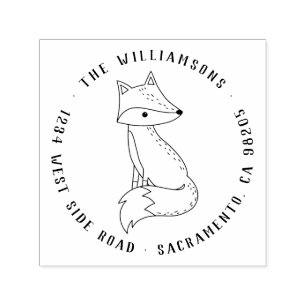 Niedliche Woodland Fox Rustikale Typografie Rückse Permastempel