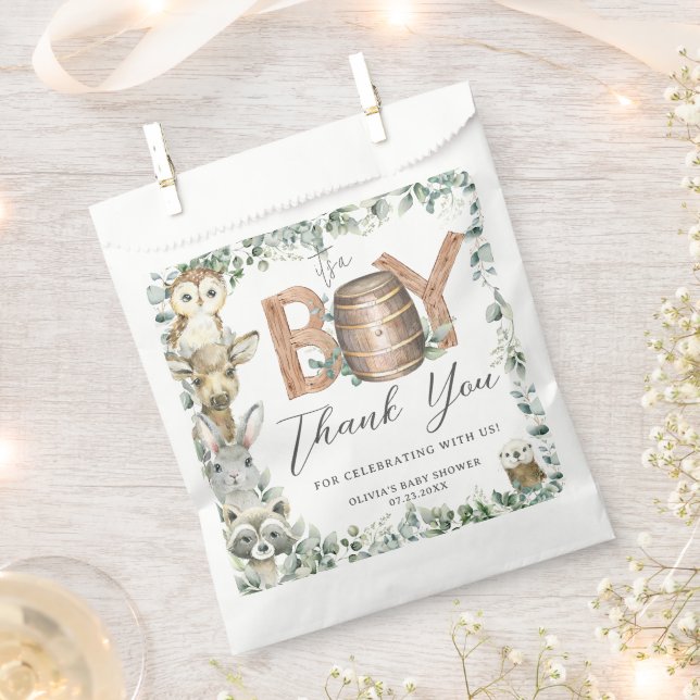 Niedliche Woodland Tiere Grüne Kinderdusche Geschenktütchen (Ausgeschnitten)