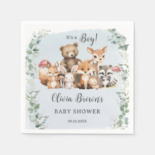 Niedliche Woodland Tiere Grüne Kinderdusche Serviette