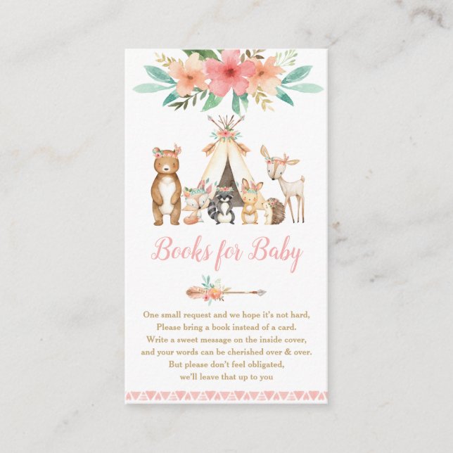 Niedliche Woodlandtiere Floral Belegebücher für Ki Begleitkarte (Vorderseite)