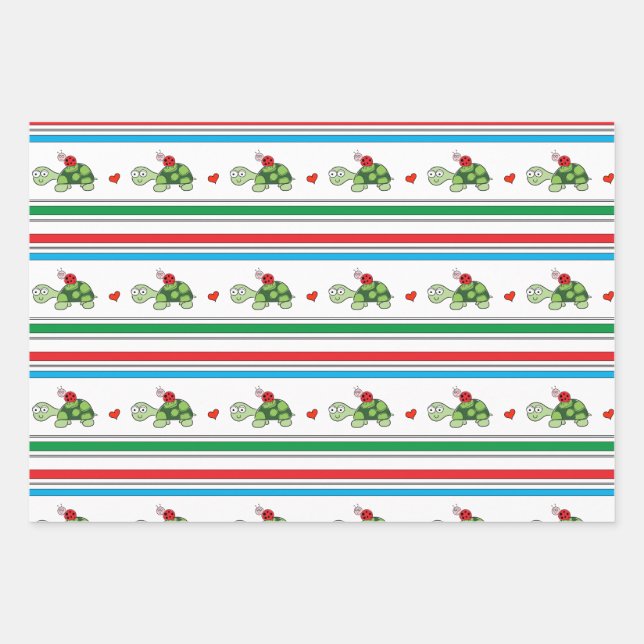 Niedliche Wrapping Paper Sheets für Schildkröten u Geschenkpapier Set (Vorderseite)