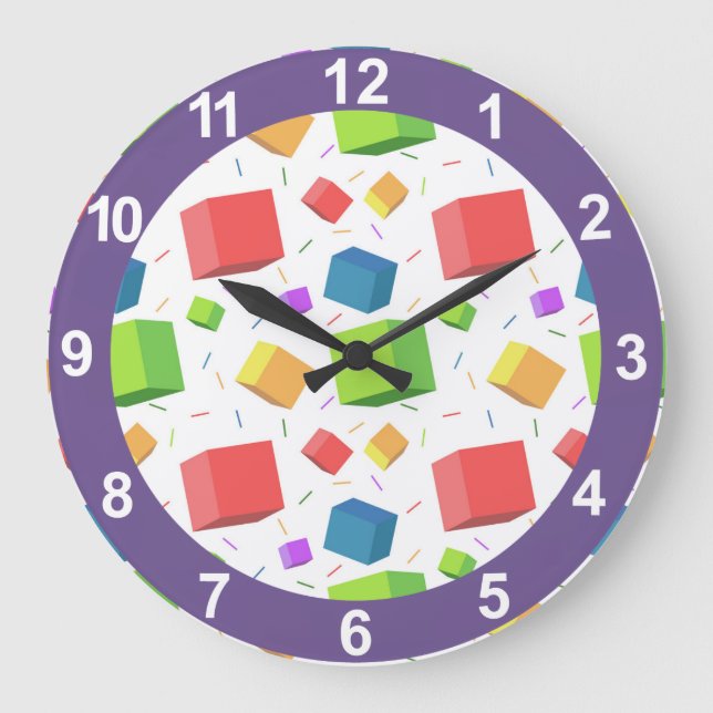 Niedliche Würfel Große Wanduhr (Vorderseite)