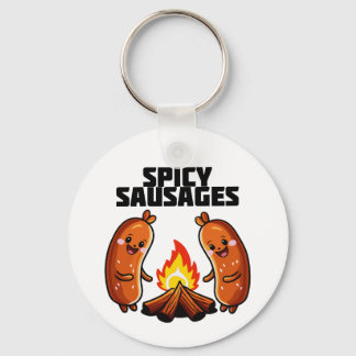 Niedliche Würstchen am Feuer - Gewürzwurst Schlüsselanhänger