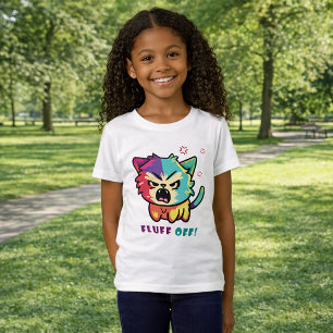 Niedliche wütende Katze zischt Verpiss dich. T-Shirt