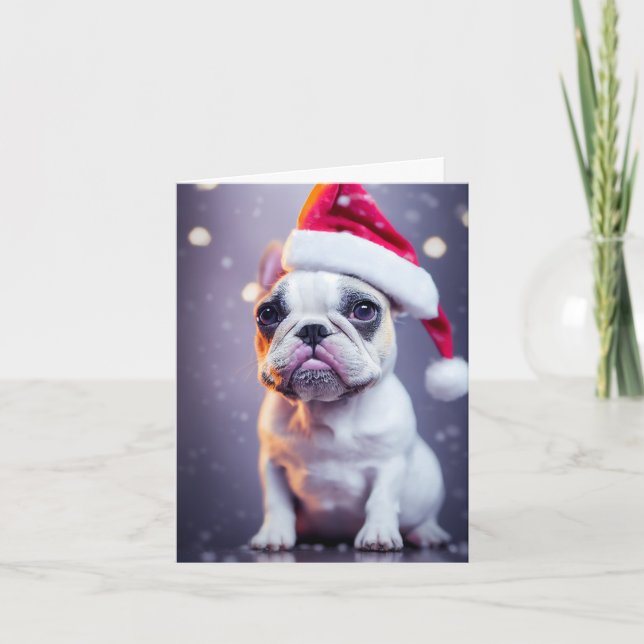 Niedliche Xmas French Bulldog Puppy Grußkarte Karte (Vorderseite)