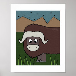 Niedliche Yak Illustration - Farm & Mountain Anima Poster