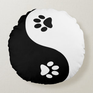 Niedliche Yin Yang Tatzenrundes Throw-Kissen Rundes Kissen