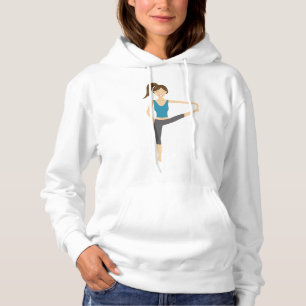 Niedliche Yoga-Girl in ausgestreckter Hand-Fuß-Pos Hoodie