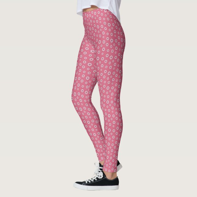 Niedliche Yoga-Leggings "Pink and White Small Prin Leggings (Links)