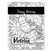 Niedliche Yoga Lllama Birthday Floral Coloring