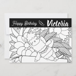 Niedliche Yoga Lllama Birthday Floral Coloring Feiertagskarte