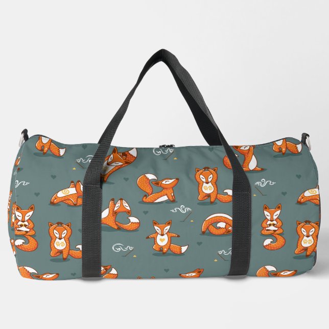 niedliche Yogafüchse grün Duffle Bag (Vorderseite)