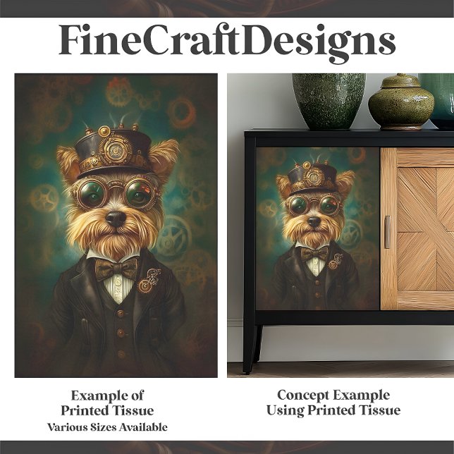 Niedliche Yorkie in Goggles und Hat Green F7 Decou Seidenpapier (Von Creator hochgeladen)