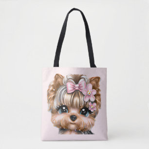 Niedliche Yorkie mit rosa Bow