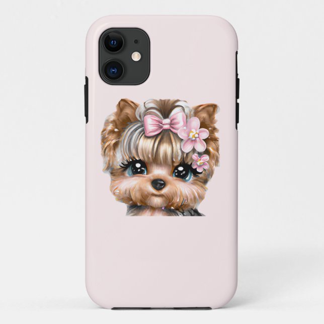 Niedliche Yorkie mit rosa Bow Case-Mate iPhone Hülle (Rückseite)