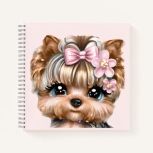 Niedliche Yorkie mit rosa Bow Notizbuch