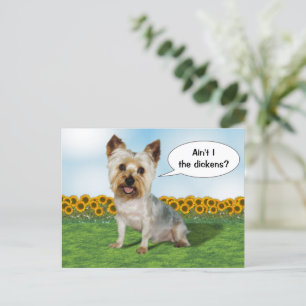 Niedliche Yorkie mit Sonnenblumen Postkarte