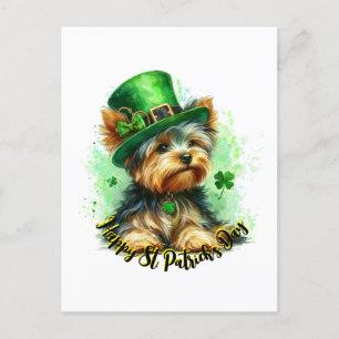 Niedliche Yorkie St. Patrick's Day Postkarte