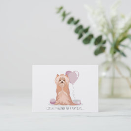 Niedliche Yorkshire Terrier Play Date Calling Card Telefonnummerkarte