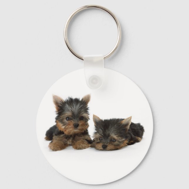 Niedliche Yorkshire Terrier Welpen Schlüsselanhänger (Vorderseite)