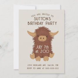 Niedliche, zackige Highland-Kuh-Sitte Einladung