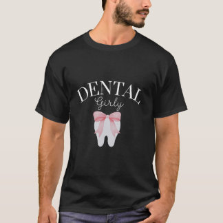 Niedliche Zähne Pink Coquette Bow Dentist Squad De T-Shirt