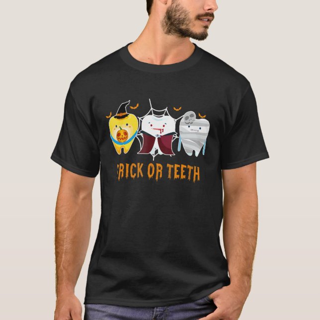 Niedliche Zähne Trick or zeth Funny Dental Hallowe T-Shirt (Vorderseite)