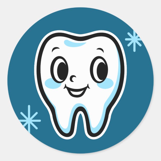 Niedliche Zahneigenschaft Runder Aufkleber (Vorderseite)