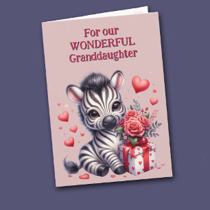 Niedliche Zebra Floral Geschenke Grandtochter Vale Feiertagskarte