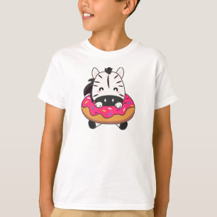 Niedliche Zebra-Funny-Tiere in Donut Pink T-Shirt