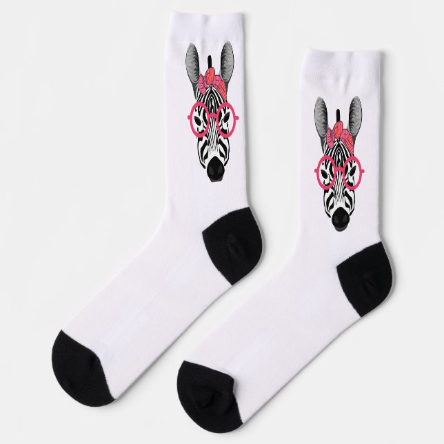 Niedliche Zebra Girl Crew Socks Socken (Linkes Detail)