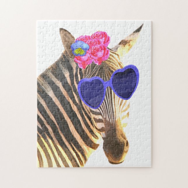 Niedliche Zebra-Illustration Puzzle (Vertikal)