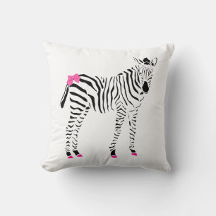 Niedliche Zebra in Pink und Schwarz Kissen