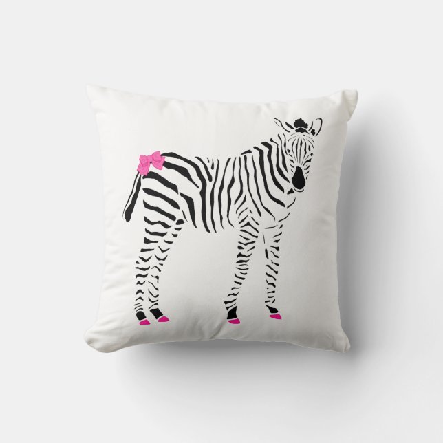 Niedliche Zebra in Pink und Schwarz Kissen (Vorderseite)